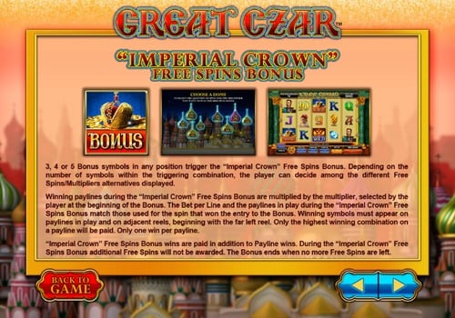 Правила фриспинов в игровом аппарате Great Czar